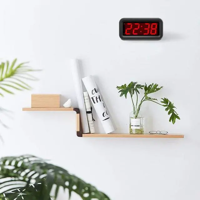 Alt view image 6 of 7 - Digital Alarm Clock Battery Operated Only, LED Large Display, 2-Level Brightness Dimmer, 4 AA Batteries Keep Clock on for More Than 12 Months, for Kids/Teens/Bedroom/Bedside