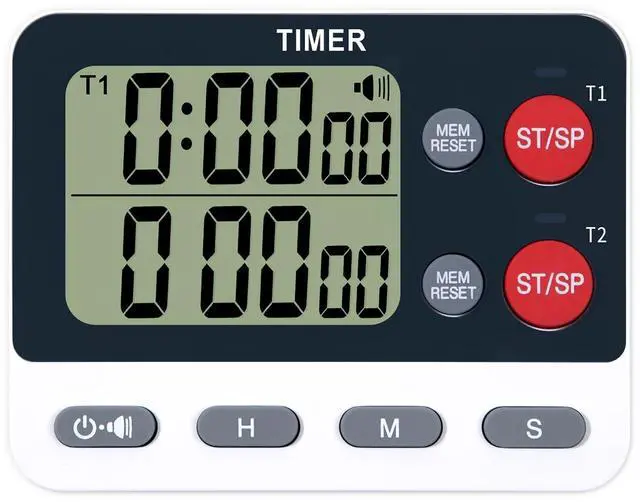Main image of Dual Kitchen Timer Digital - Large Display, Easy to Use and Read, Cooking Timer for Kitchen with Alarm, Magnetic Back, Loud & Silent and Count Up/Countdown Modes, Replaceable AAA Battery