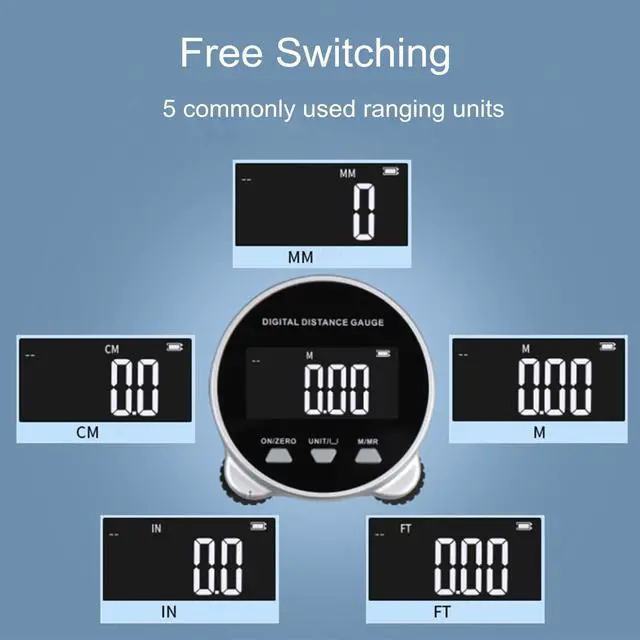Alt view image 5 of 6 - Electronic Tape Measure, LCD Display Digital Ruler, 656FT Long Distance High Accuracy Rechargeable Handheld Length Measuring Tool for Circular Flat Curved Diameter