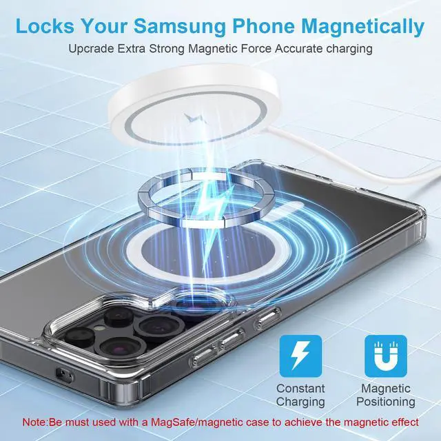 Alt view image 3 of 7 - 15W Wireless Charger for Samsung Magnetic Wireless Phone Charger Pad for Android, Galaxy S26 Ultra S26+ S26 S25 FE Ultra S24 Ultra S23 S22 S21 S20 Z Flip 7 Z Fold 7, USB-C/A Ports for MagSafe Charger