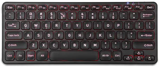 Main image of PERIBOARD-832RGB Wireless RGB Backlit Mini Keyboard - Up to 3 Multi-Device Connection - Black - US English