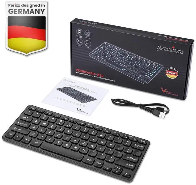 Alt view image 7 of 7 - PERIBOARD-832RGB Wireless RGB Backlit Mini Keyboard - Up to 3 Multi-Device Connection - Black - US English