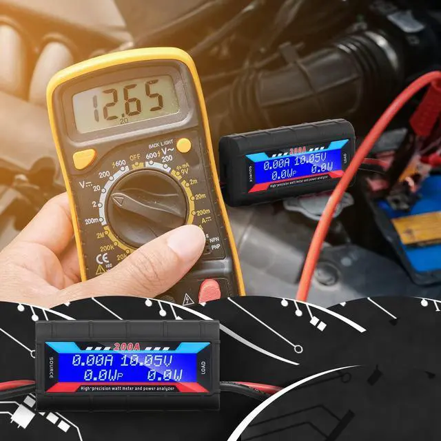 Alt view image 5 of 7 - 2 Pcs 200A High Precision Watt Meter Power Analyzer Battery Consumption Performance Monitor Amp Meter Monitor with Backlight Digital LCD Screen for RC Solar Voltage Current Power (100V)