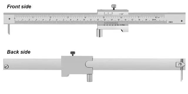 Alt view image 2 of 4 - Parallel Crossed Caliper 0-20cm (0 - 8 inch) with 2 Carbide Scriber / Needle, Stainless Steel Vernier Calipers, Marking Gauge, Marking Tool