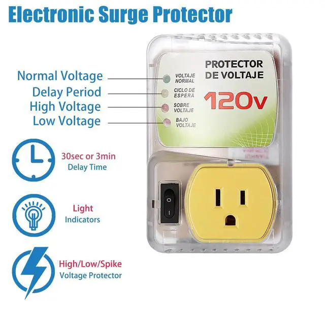 Alt view image 2 of 7 - Surge Protector for Home Appliance,120V 20A 1440W Voltage Protector with Outlet Plug,Multi Function US Plug,Electronic Surge Protector for Refrigerator for TV/PC/Refrigerator-1Pack