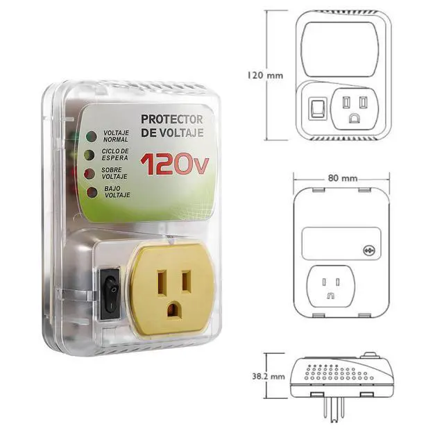 Alt view image 7 of 7 - Surge Protector for Home Appliance,120V 20A 1440W Voltage Protector with Outlet Plug,Multi Function US Plug,Electronic Surge Protector for Refrigerator for TV/PC/Refrigerator-1Pack