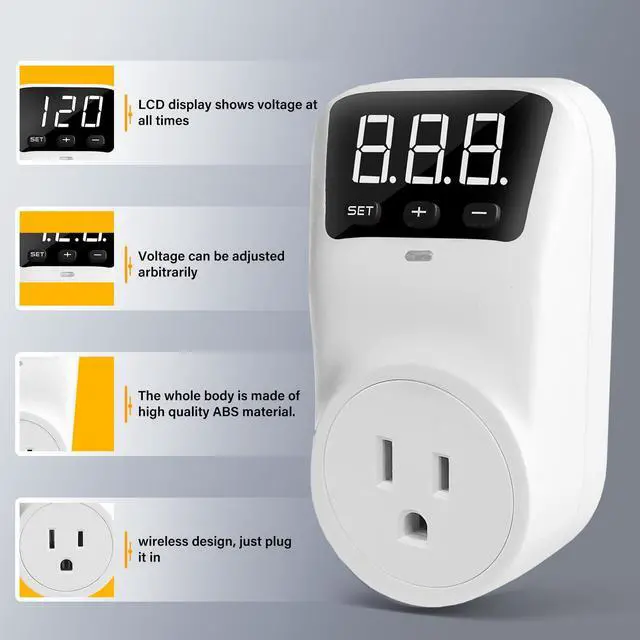 Alt view image 2 of 6 - Voltage Protector Electronic Surge Protector Outlet, 1800W Wall Surge Protector for Refrigerator, TV, PC, Home Appliance, Voltage Regulator with LED Display Screen, Adjustable, 15A, 120V, 1 Pack