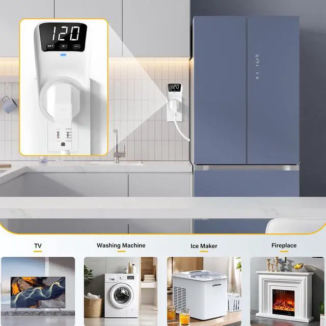 Alt view image 3 of 6 - Voltage Protector Electronic Surge Protector Outlet, 1800W Wall Surge Protector for Refrigerator, TV, PC, Home Appliance, Voltage Regulator with LED Display Screen, Adjustable, 15A, 120V, 1 Pack