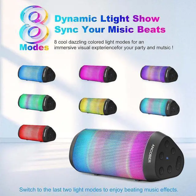 Alt view image 3 of 7 - Bluetooth Speaker, 20W HD Stereo Loud Sound, Portable Wireless, RGB Light, 36H Playtime, TWS Surround Pairing, IPX4 Waterproof, BT5.3, Built-in Mic, for Outdoor, Home, Party, Camping, Electronic Gifts