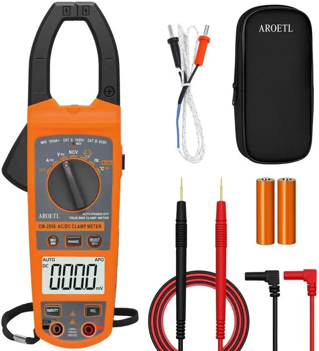 Main image of Digital Clamp Meter Multimeter 1000A AC/DC Amp Voltmeter, Auto-Ranging TRMS with Backlit LCD & NCV; Measures Voltage, Current, Temp, Duty Cycle, Capacitance, Frequency