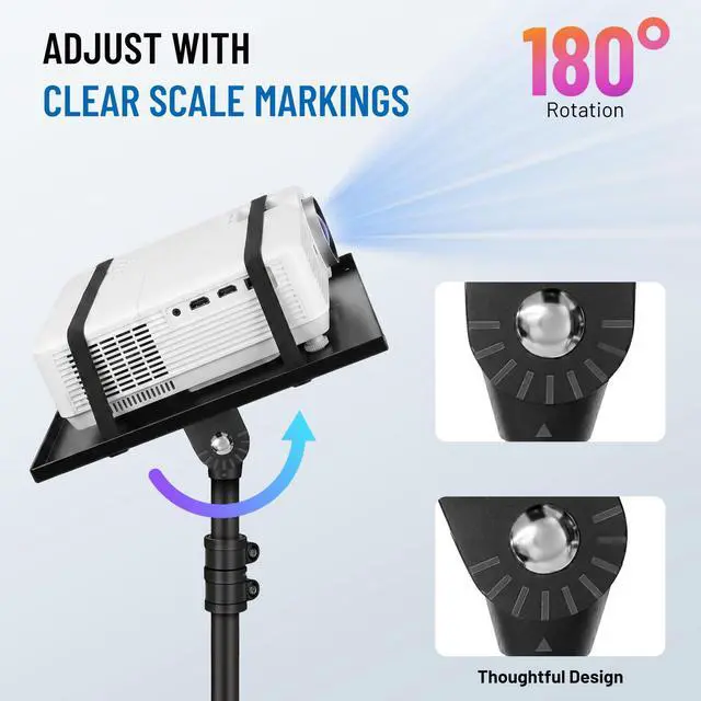 Alt view image 2 of 7 - Projector Stand Tripod Adjustable - Stable for Tablets Phones Book Height 26" to 51.5" Multifunctional Laptop DJ Rack Stand Portable for Outdoor Movies CPS0331