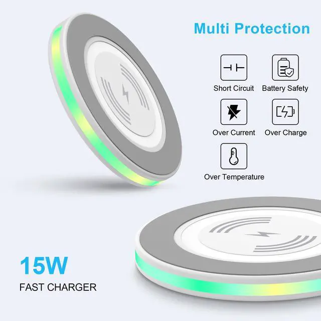 Alt view image 3 of 7 - Wireless Charger Samsung Fast Charging Pad for Samsung Galaxy S26 Ultra S25 S24 S23 S22,Wireless Phone Charger Android Charging Station Cargador Inalámbrico para for iPhone 17e 17 Pro Max 17 16 15