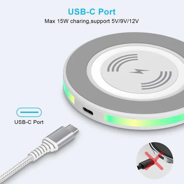 Alt view image 4 of 7 - Wireless Charger Samsung Fast Charging Pad for Samsung Galaxy S26 Ultra S25 S24 S23 S22,Wireless Phone Charger Android Charging Station Cargador Inalámbrico para for iPhone 17e 17 Pro Max 17 16 15