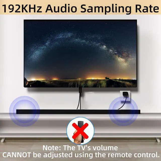 Alt view image 4 of 7 - HDMI ARC/eARC to Optical Audio Converter, 192KHz ARC to Optical Adaptor Supports PCM2.0, Dolby 5.1, DTS 5.1 -ARC Audio Extractor Cable 6 FT for TV to Soundbar,Amplifier,Speaker