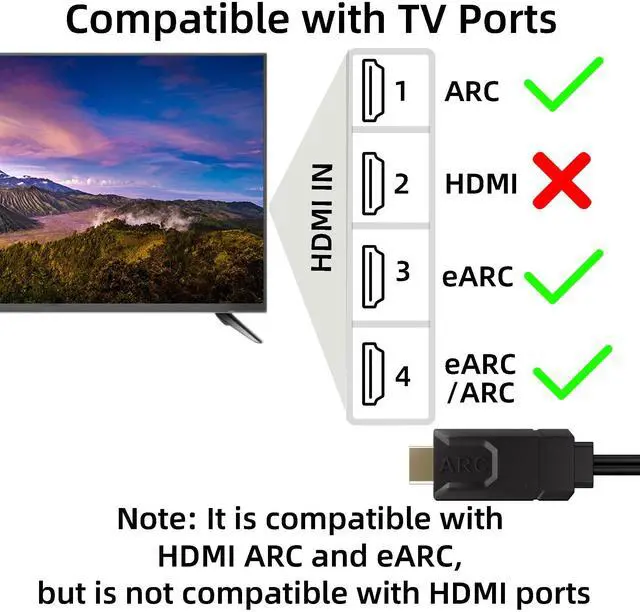 Alt view image 7 of 7 - HDMI ARC/eARC to Optical Audio Converter, 192KHz ARC to Optical Adaptor Supports PCM2.0, Dolby 5.1, DTS 5.1 -ARC Audio Extractor Cable 6 FT for TV to Soundbar,Amplifier,Speaker
