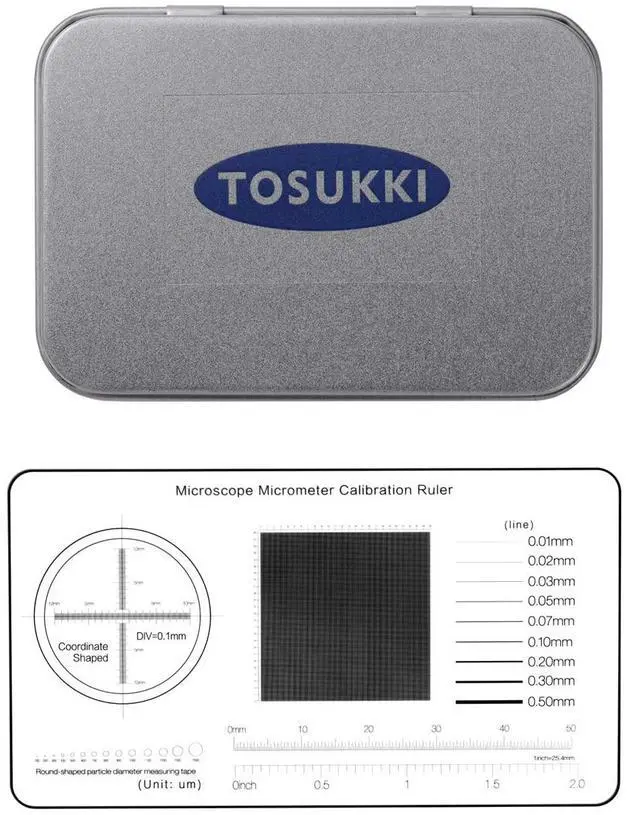 Alt view image 2 of 3 - Multifunction Microscope Micrometer Calibration Ruler SlideMicroscope Reticle Micrometer/Microscope Calibration Grid/Microscope Camera Calibration Slide/Micrometer Ruler for Microscope