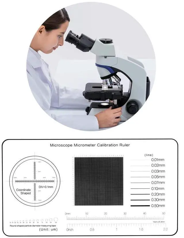 Alt view image 3 of 3 - Multifunction Microscope Micrometer Calibration Ruler SlideMicroscope Reticle Micrometer/Microscope Calibration Grid/Microscope Camera Calibration Slide/Micrometer Ruler for Microscope