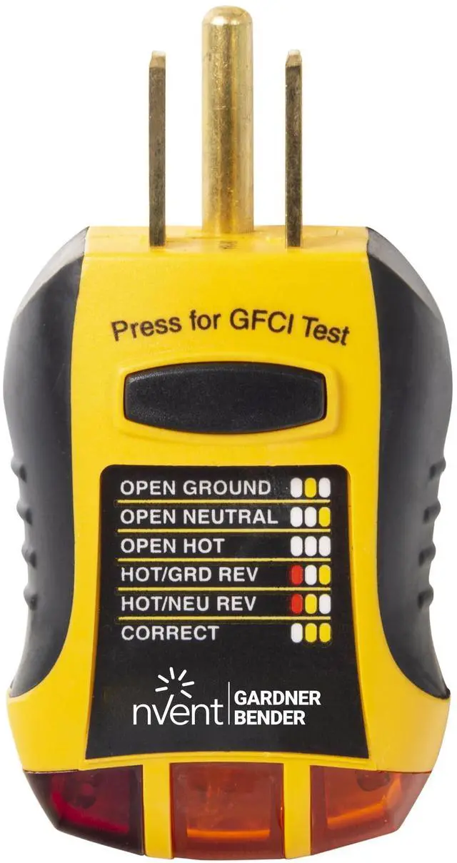 Main image of Instruments GFI6302 GFCI Outlet / Receptacle Tester, Standard 120V AC Outlets, 7 Visual Indication / Wiring Legend, Home & Professional Use, Yellow & Black