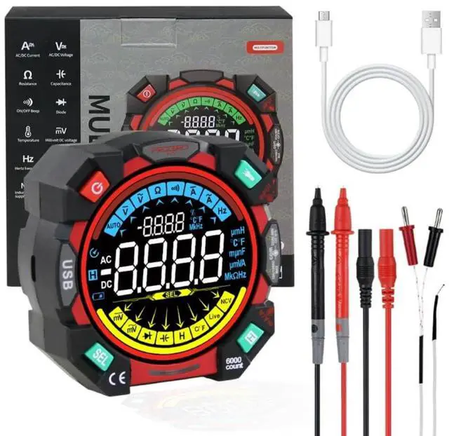 Main image of Portable Digital Multimeter Tester 6000 Counts VA Display Auto-Ranging Multifunction Voltage Current Meter Measures AC/DC Volt/Current, Resistance, Capacitance, Temperature,Live Wire Detector