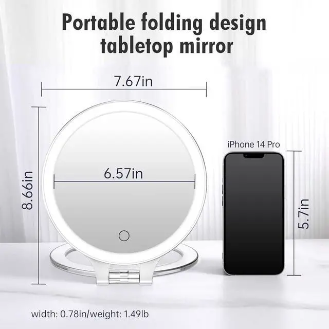 Alt view image 2 of 7 - Magnifying Mirror 30X 1X Double Sided Magnification Makeup Vanity Mirror 2000mAh Rechargeable Lighted Mirror with 3 Color Setting Adjustable Rotation LED Vanity Desk Mirror