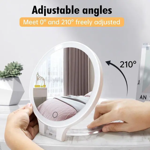 Alt view image 7 of 7 - Magnifying Mirror 30X 1X Double Sided Magnification Makeup Vanity Mirror 2000mAh Rechargeable Lighted Mirror with 3 Color Setting Adjustable Rotation LED Vanity Desk Mirror