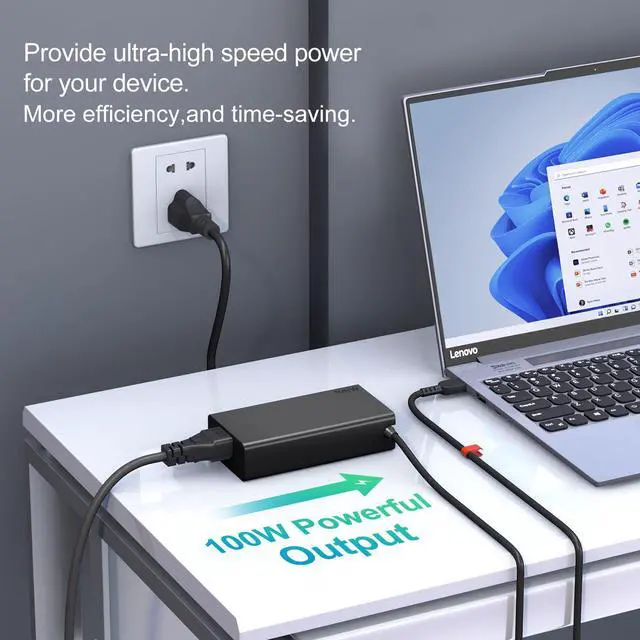 Alt view image 2 of 7 - 100W USB C Charger Compatible with Lenovo Yoga 9 9i 7 7i,ThinkBook 15 16,Yoga Slim 7 Pro,Ideapad, Laptop, Tablet, Notebook and All USB Type C Devices,Fast Adapter Power Cord Supply