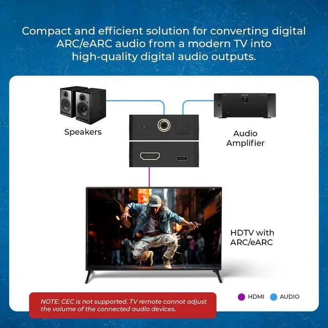 Alt view image 3 of 7 - eARC/ARC to Digital Audio Converter Extractor PCM 2.0 Dolby 5.1 DTS 5.1