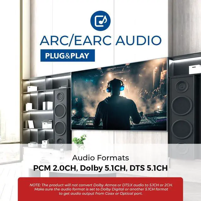 Alt view image 4 of 7 - eARC/ARC to Digital Audio Converter Extractor PCM 2.0 Dolby 5.1 DTS 5.1
