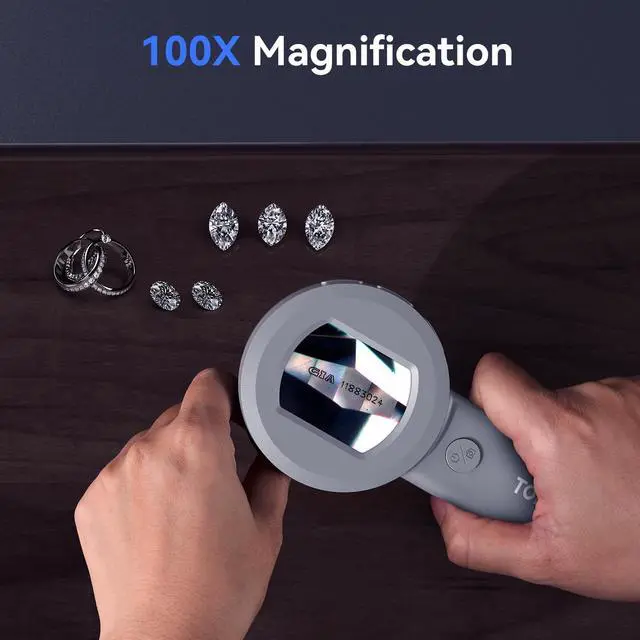 Alt view image 4 of 7 - P10 Microscope for Adults Kids, Portable 100X Illuminated Jewelers Loupe, Handheld Coin Magnifier with Light for Collectors, Pocket Trichome Magnifying Glass, Digital Microscope with 2" Screen