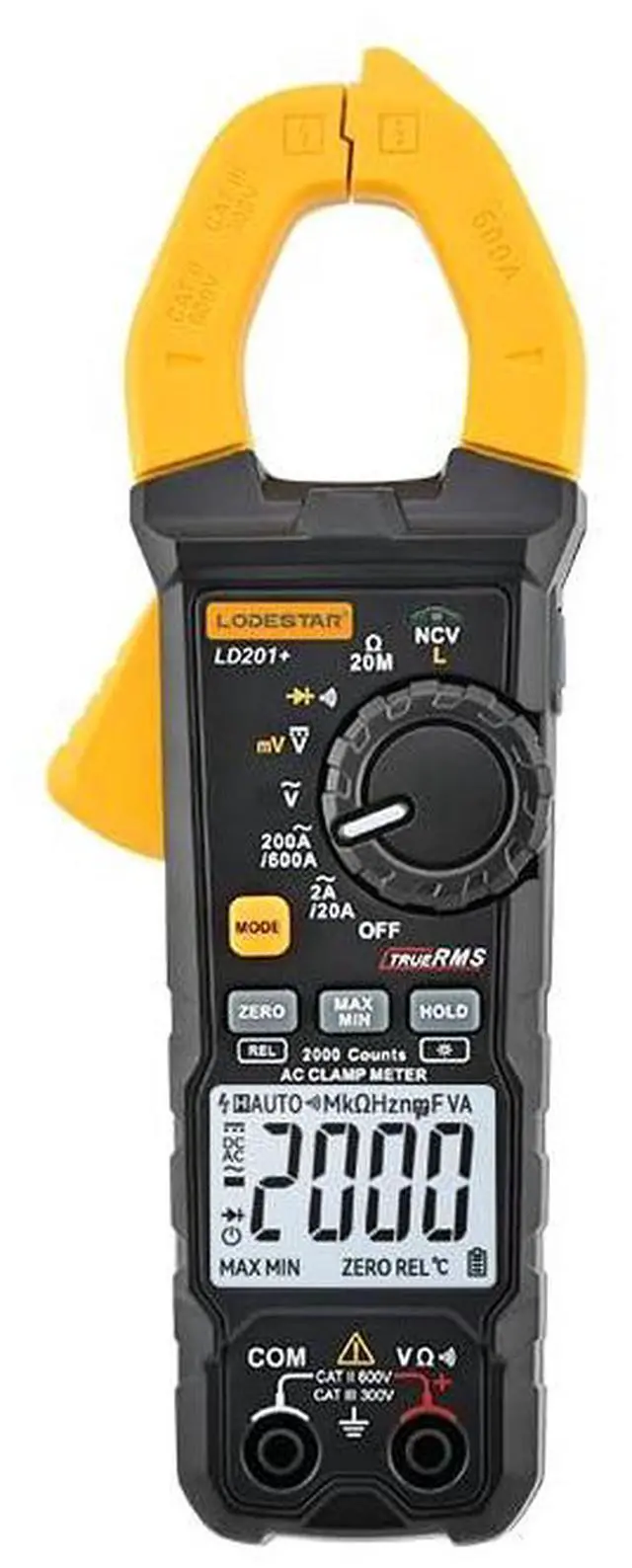 Alt view image 2 of 7 - Digital Clamp Meter Multimeter 2000 Counts Voltage Tester with Auto-Range, AC/DC Voltage, AC Current, Resistance, Continuity Diode, Live Wire Test, NCV, True RMS clamp Meter AC Current Meter LD201+