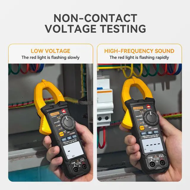 Alt view image 4 of 7 - Digital Clamp Meter Multimeter 2000 Counts Voltage Tester with Auto-Range, AC/DC Voltage, AC Current, Resistance, Continuity Diode, Live Wire Test, NCV, True RMS clamp Meter AC Current Meter LD201+