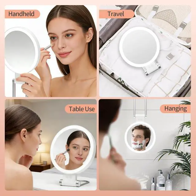 Alt view image 6 of 7 - Makeup Mirror with Lights, Magnifying Mirror 1X/30X with Adjustable 3 Color Light, Double Side Control, 2000mAh Rechargeable, Lighted Makeup Mirror with Magnification, Smart Memory, Gift for Women
