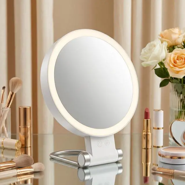 Alt view image 7 of 7 - Makeup Mirror with Lights, Magnifying Mirror 1X/30X with Adjustable 3 Color Light, Double Side Control, 2000mAh Rechargeable, Lighted Makeup Mirror with Magnification, Smart Memory, Gift for Women