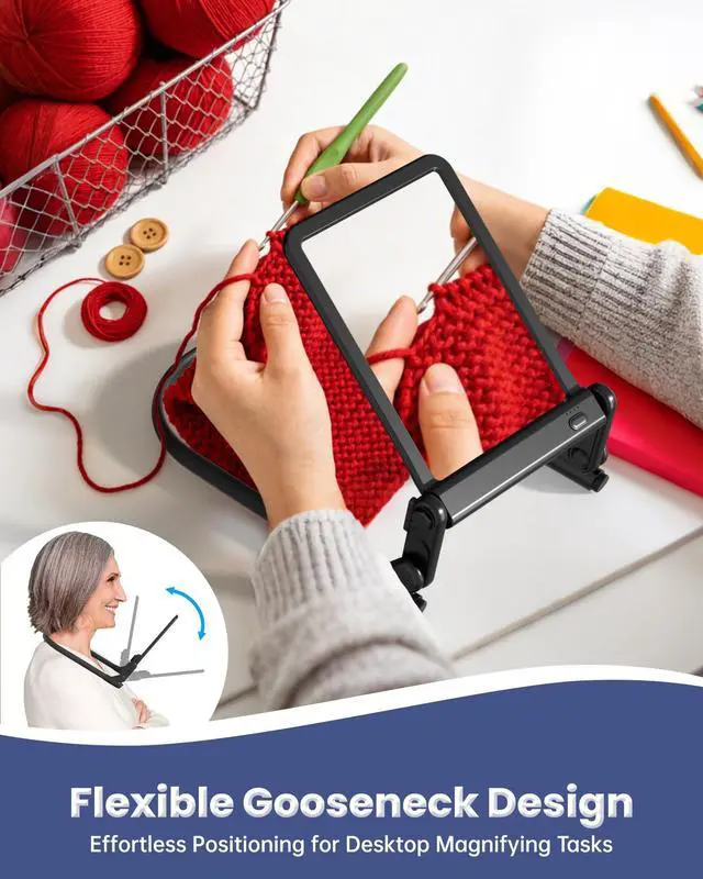 Alt view image 5 of 7 - 3X Neck Magnifying Glass with Light, Hands Free Magnifier with Light, Magnifying Glass for Reading Close Work, 40 LED Lights Page Magnifier, Lighted Magnifying Glass with 3 Modes