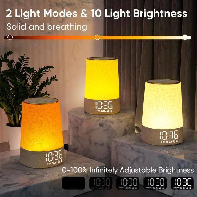 Alt view image 5 of 7 - Sunrise Alarm Clock with Wake Up Light, White Noise Machine with 30 Soothing Sounds, Dimmable Display, Night Light for Bedroom, Heavy Sleepers, Adults & Kids