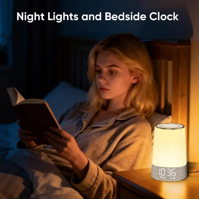 Alt view image 6 of 7 - Sunrise Alarm Clock with Wake Up Light, White Noise Machine with 30 Soothing Sounds, Dimmable Display, Night Light for Bedroom, Heavy Sleepers, Adults & Kids