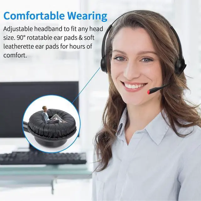 Alt view image 6 of 7 - with Mic for PC Computer Laptop Headphones with Noise Cancelling Microphone in-line Control for Home Office Online Class Teams Zoom
