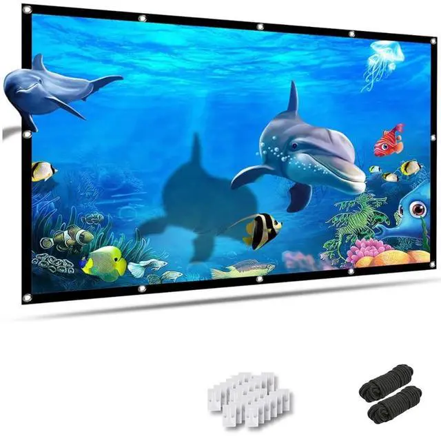 Main image of 120 inch Projector Screen 16:9 Foldable Anti-Crease Portable Projector Movies Screens for Home Theater Outdoor Indoor Support Double Sided Projection
