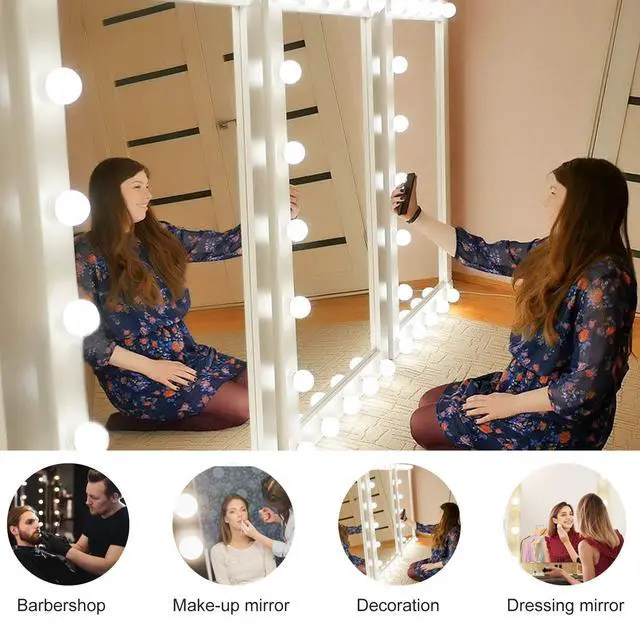 Alt view image 5 of 6 - LED Makeup Vanity Lights with 14 Dimmable Light Bulbs, Hollywood Style Cosmetic Mirror Lights, USB Cable, 3 Color Modes for Dressing Room Tabletop Bedroom