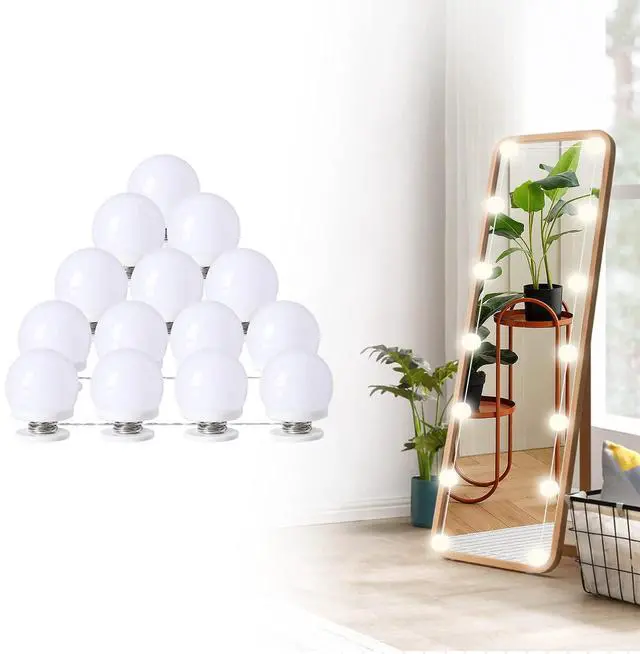 Main image of LED Makeup Vanity Lights with 14 Dimmable Light Bulbs, Hollywood Style Cosmetic Mirror Lights, USB Cable, 3 Color Modes for Dressing Room Tabletop Bedroom