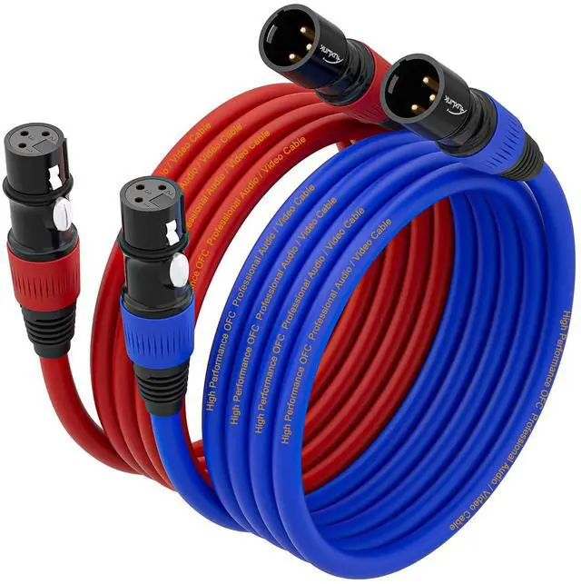 Main image of XLR Cables 25ft 2Packs, XLR Male to Female Gold-Plated 3 Pins Microphone Cable Color Coded PVC Cable for Microphone, Speaker