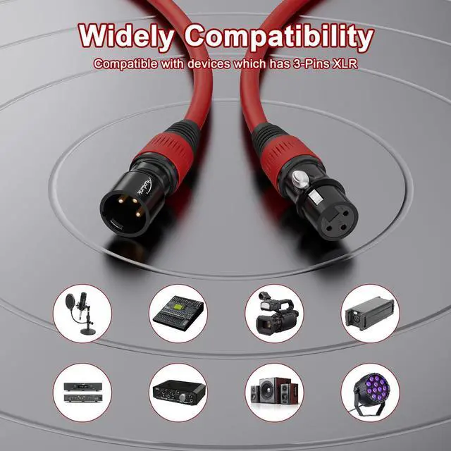 Alt view image 3 of 6 - XLR Cables 25ft 2Packs, XLR Male to Female Gold-Plated 3 Pins Microphone Cable Color Coded PVC Cable for Microphone, Speaker
