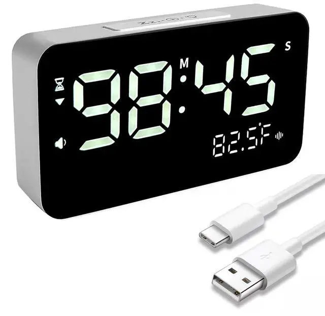 Main image of Talking Alarm Clock and Countdown Timer, Hourly Chime for Visually Impaired Elderly Seniors Blind, Battery Operated, Snooze, Temperature, Vibration, Rechargeable, 99 Minutes Led Count down Timing