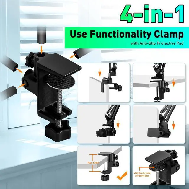 Alt view image 4 of 5 - 12X Magnifying Glass with Light and Stand, Ultra Long 3-Section Swing Arm, 5 Colors Helping Hands Magnifying Lamp, 4-Way Large Metal Clamp LED Lighted Magnifier Lamp for Craft Workbench Repair