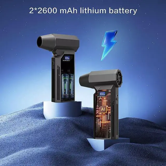 Alt view image 3 of 7 - 120000RPM Compressed Air Duster,4-Gear Adjustable Rechargeable Air Blower with Fast USB-C Charging & LED Light,Electric Duster for Computer,Keyboard,Car,Home & Outdoor Cleaning