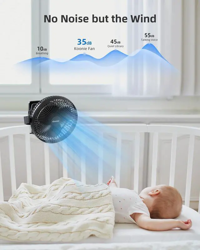 Alt view image 4 of 7 - 10000mAh Clip on Fan Rechargeable, 8-Inch Battery Operated Desk Fan, USB Fan, 4 Speeds, Strong Airflow, Sturdy Clamp for Golf Cart Office Desk Outdoor Travel Camping Tent Gym Treadmill,Black