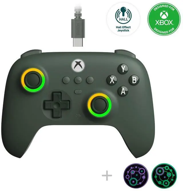 Main image of Ultimate C Hall Effect Joysticks/Hall Trigger Wired Controller with RGB Lighting Fire Ring, 3.5mm Audio Jack for Xbox Series X|S, Xbox One, Windows 10/11 - Officially Licensed (Dark Green)