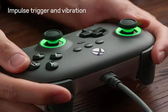 Alt view image 5 of 7 - Ultimate C Hall Effect Joysticks/Hall Trigger Wired Controller with RGB Lighting Fire Ring, 3.5mm Audio Jack for Xbox Series X|S, Xbox One, Windows 10/11 - Officially Licensed (Dark Green)