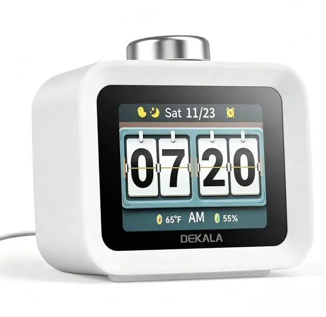 Main image of AuraDot Cute Aalarm Clock Temperature Humidity Monitor, White Noise Sound Machine for Sleep 30 Non-Loop Soothing Sounds, Animationed Sleep Screen, 7-Day Programmable 4 Alarm Clock