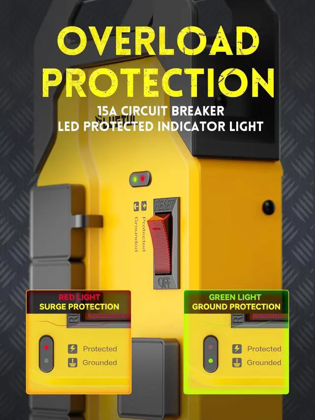 Alt view image 3 of 7 - Heavy Duty Surge Protector with USB Ports(PD 30W), 15A Metal Power Strip with Safety Cover, 10FT Extension Cord, 14/3 AWG, 2040Joules, Kitchen, Garage, Shop, Industrial Wall Mount, ETL Listed